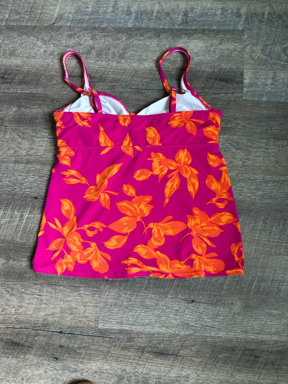 Lands' End Pink and Orange Floral One-Piece Swim Top - Picture 3 of 5